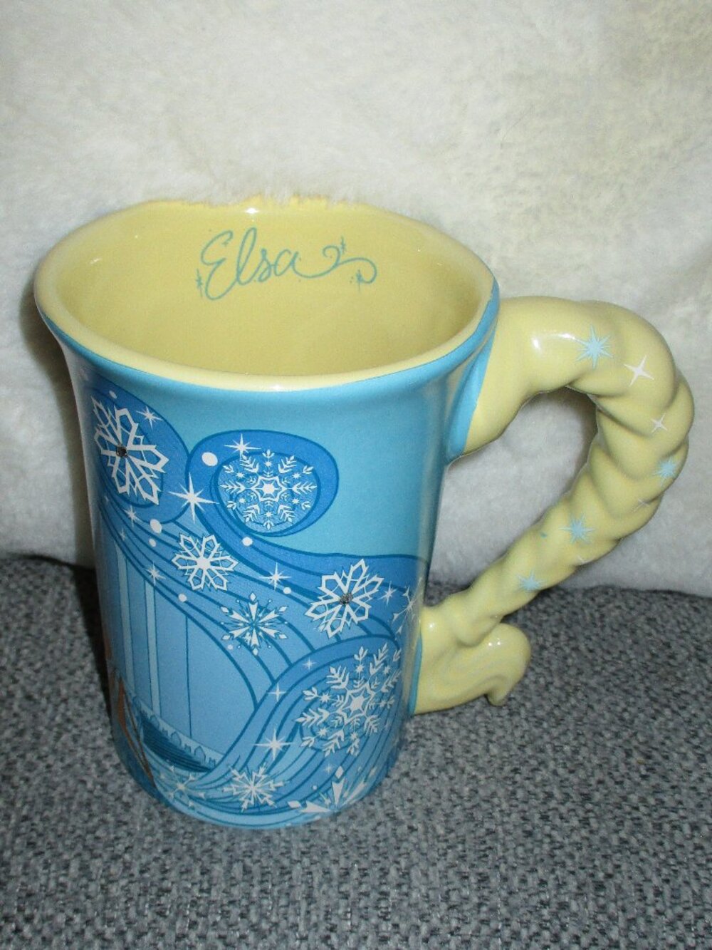 Disney Parks Frozen Elsa Braid Signature Deluxe Coffee Cup Mug with Rhinestones